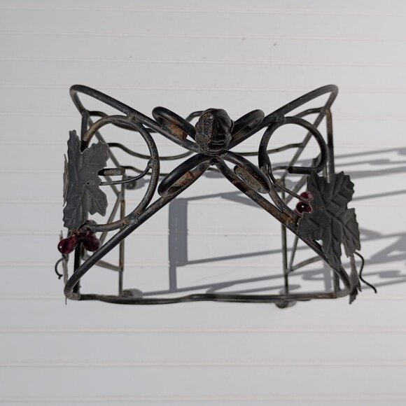Wrought Iron Wine Rack 6 Bottle Holder Lucite Grape Accents MCM Tuscan Decor Vtg - Picture 13 of 16
